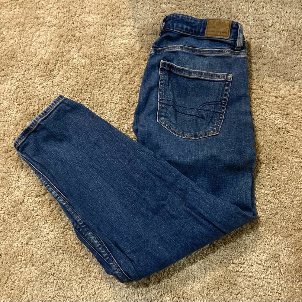 American Eagle Outfitters Dark Blue Stretch Leg High Waited Jeans